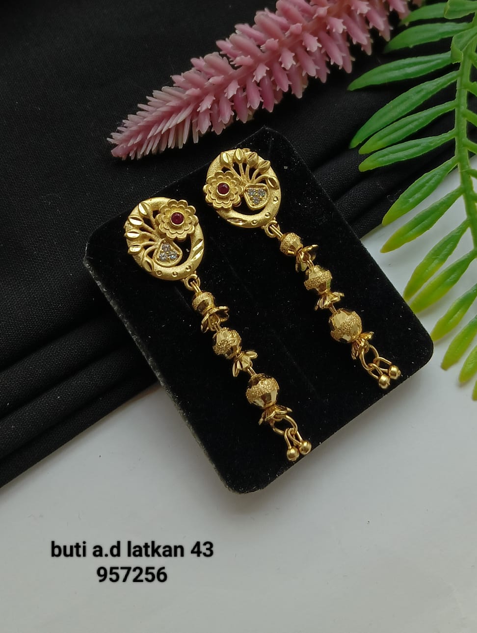 Niha Long Latkan Drop Earrings