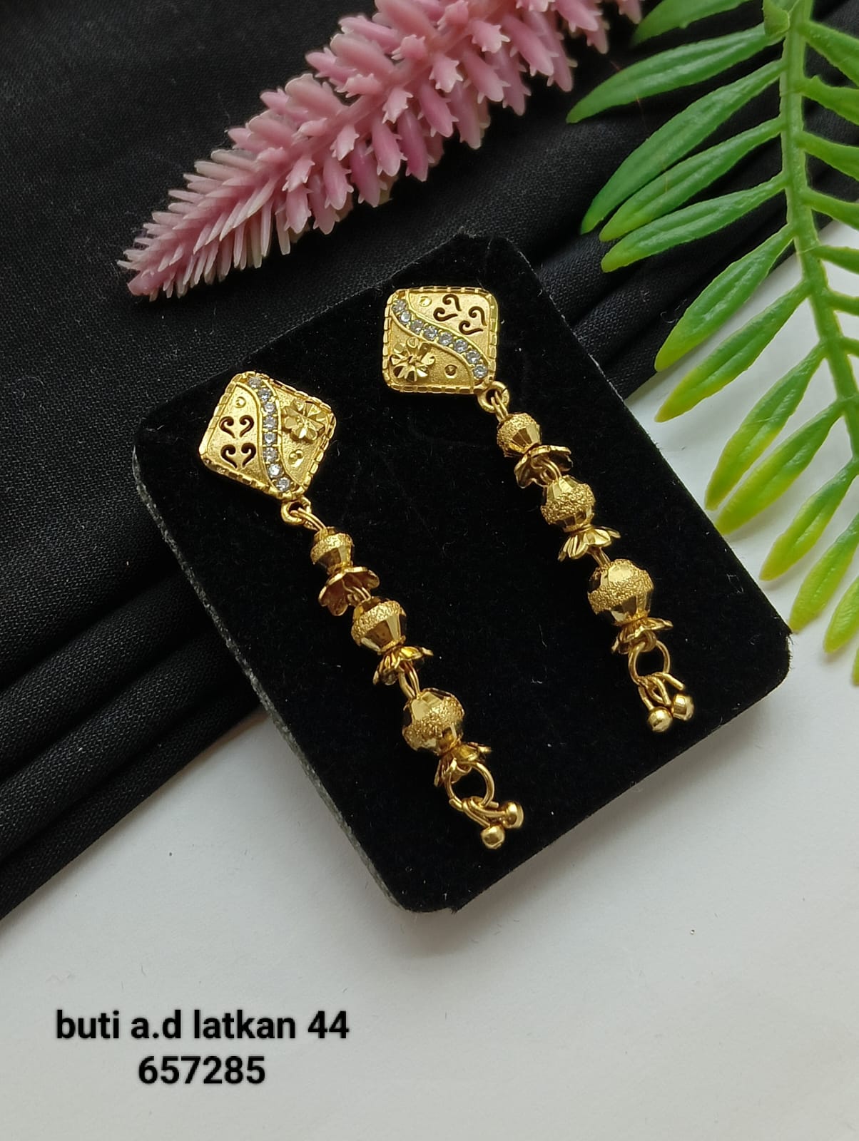 Esha Long Latkan Drop Earrings