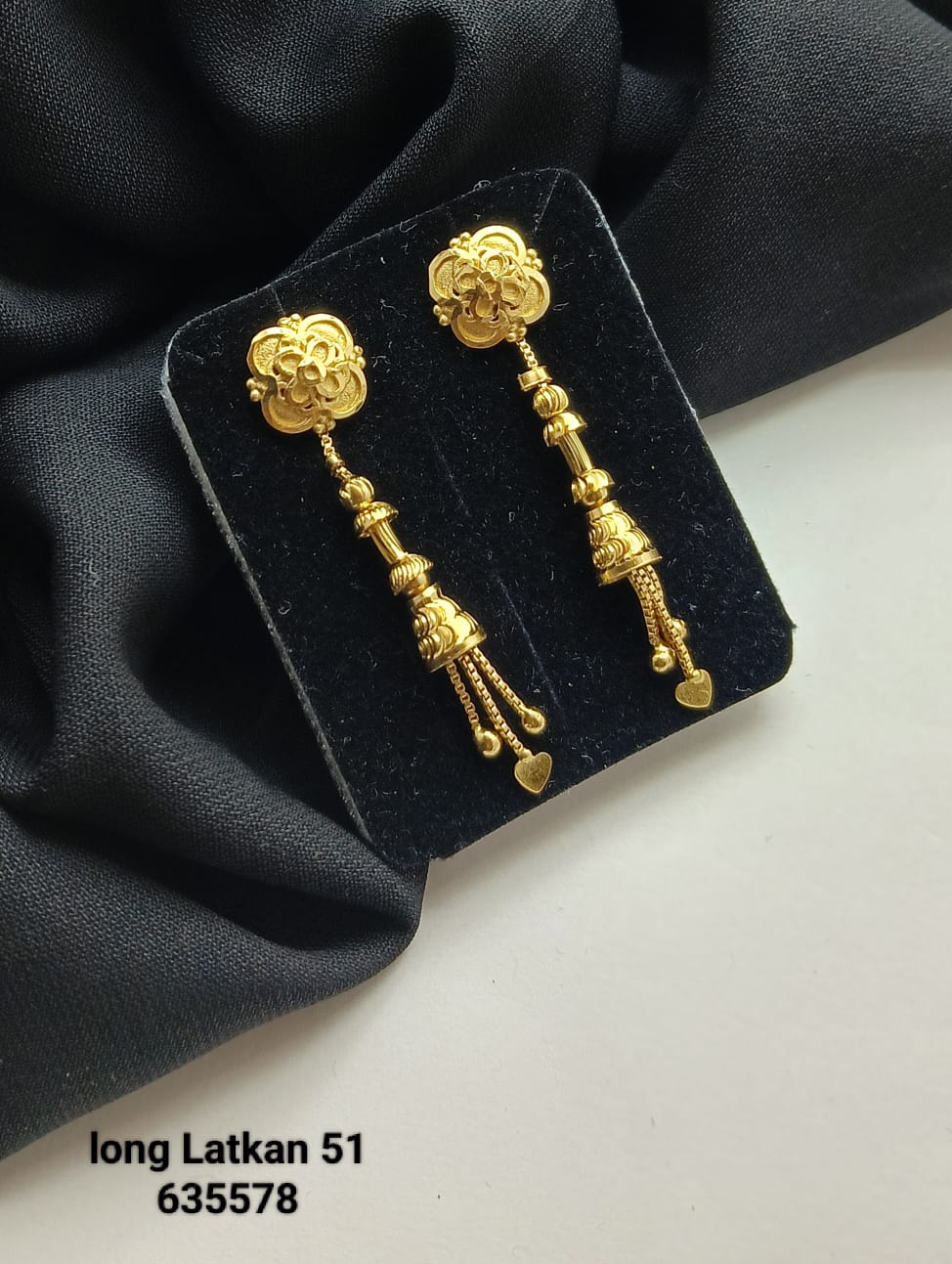 Vya Long Latkan Drop Earrings